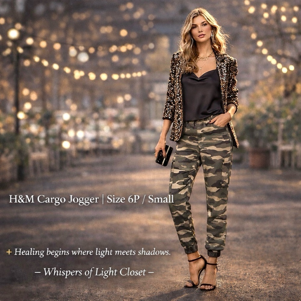🌿 H&M Camouflage Cargo Jogger Pants – Size 6P / Small